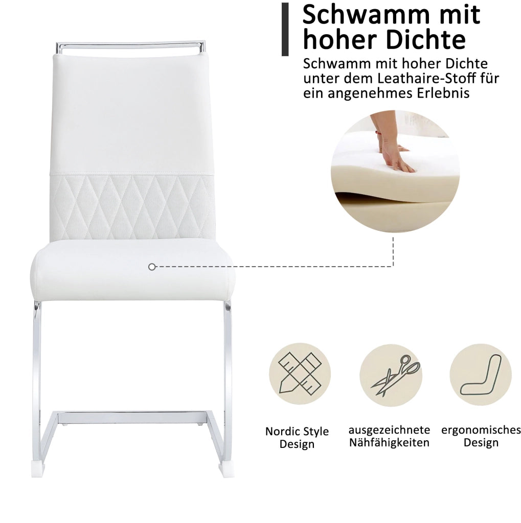 Sedia da pranzo bianca ergonomica con schienale alto
