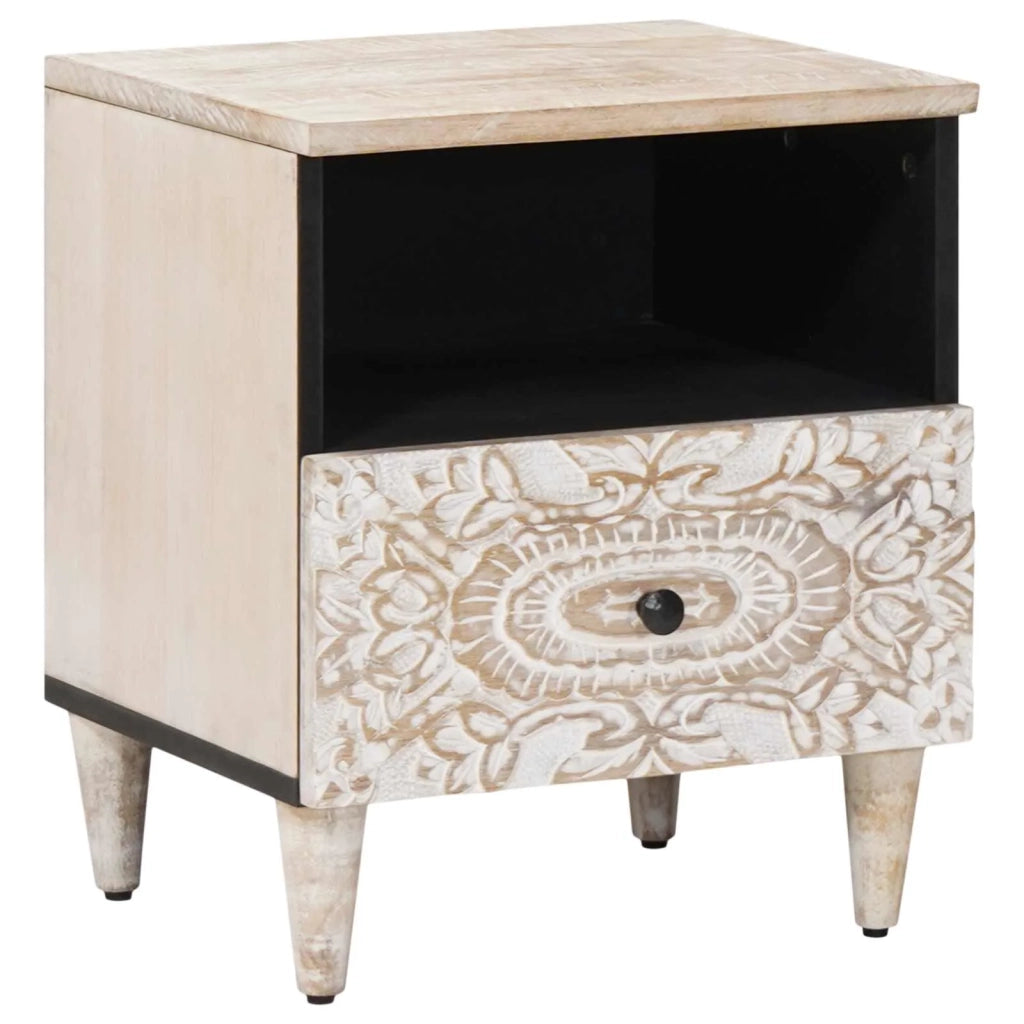 Mobiletto da Letto con cassetto Bianco 40 x 33 x 46 cm 4018374