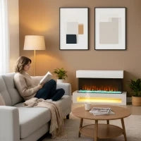 Camino elettrico con 11 colori di fiamma, 1000W/2000W, con Telecomando, Bianco
