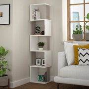 Libreria Moderna Scaffale Modulare 5 Ripiani 161x35x30cm Ufficio Bianco e Tortora