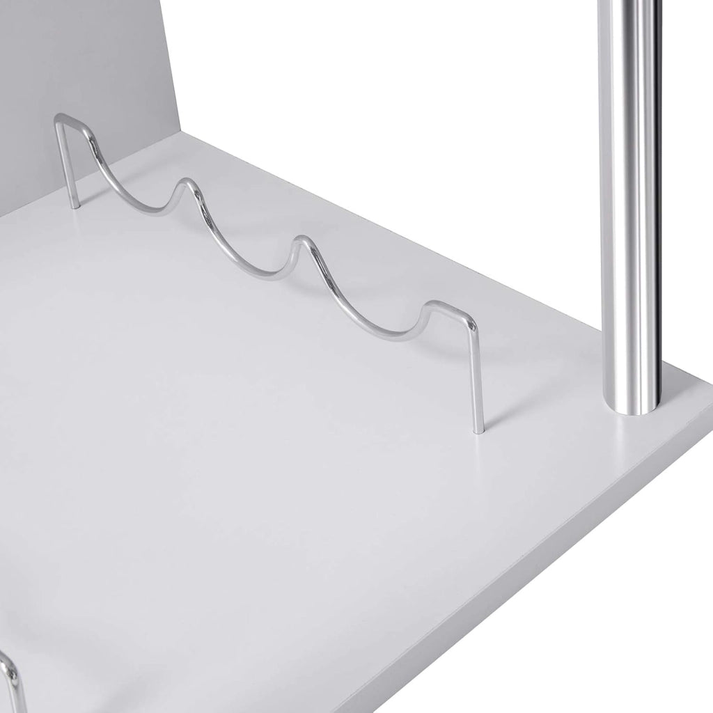 Tavolo da Bar con 3 Ripiani con Portabottiglie Vino, Bancone per Cucina in Metallo & MDF, Tavolo Alto per Home Bar, Cucina, 113 x 40 x 105 cm, Bianco