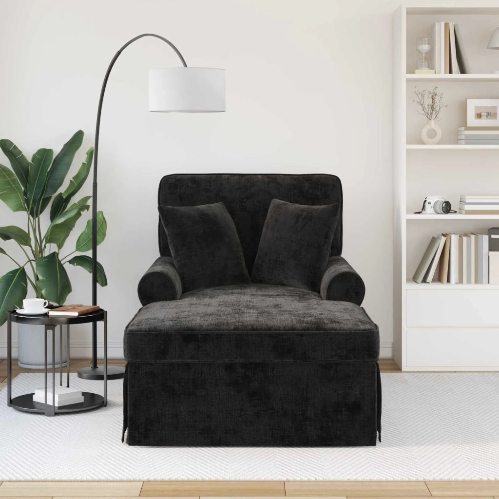 Chaise Longe con Gonna con cuscino Nero 157 x 91 x 91 cm ARES