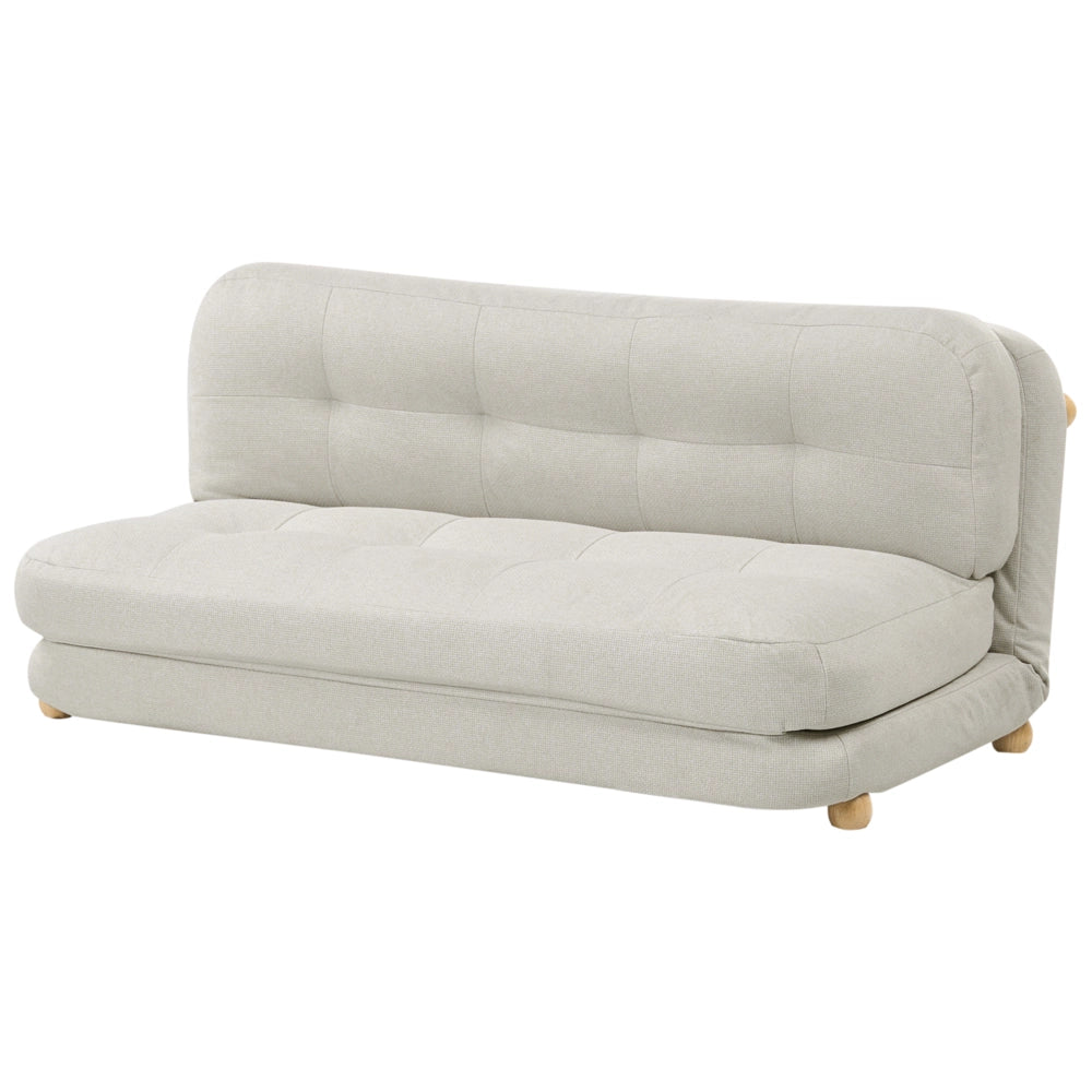 Divano letto bianco sporco rivestimento in finto lino gambe in legno 2 posti funzione letto trapuntato soggiorno camera da letto camera degli ospiti