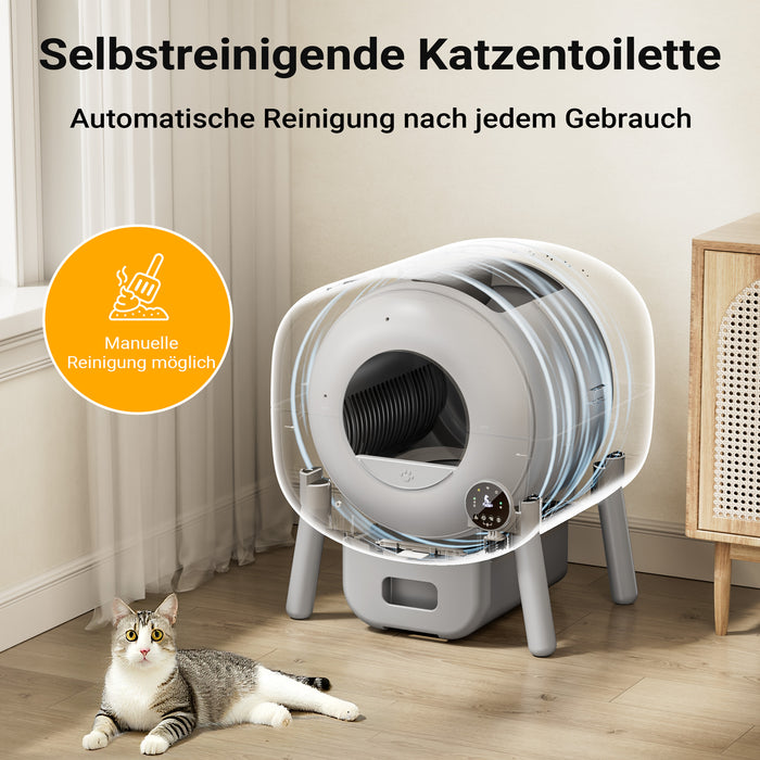 Fudajo Lettiera autopulente per gatti 76 L, lettiera automatica controllo con app e connessione USB, funzionamento manuale o automatico