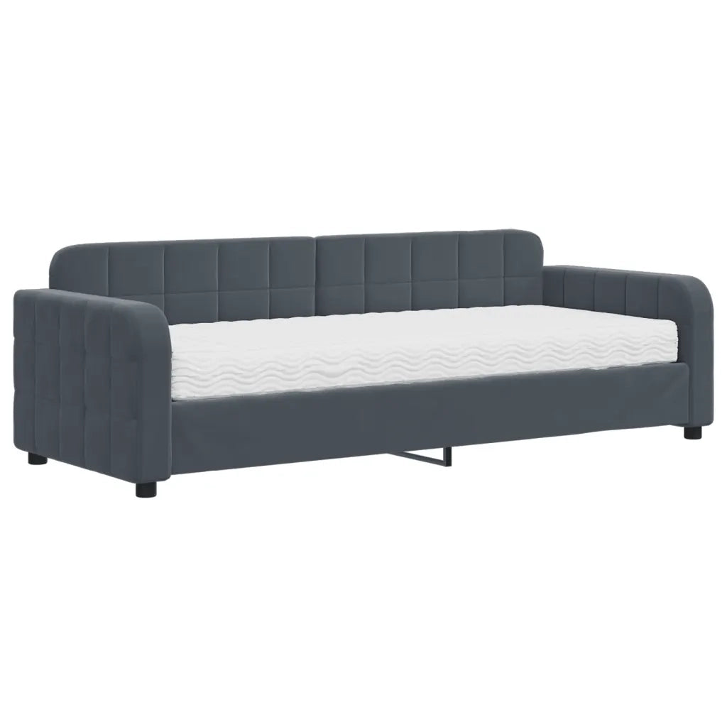 Divano letto | Sof¨¤ letto | Letto singolo con Materasso Grigio Scuro 80x200 cm in Velluto