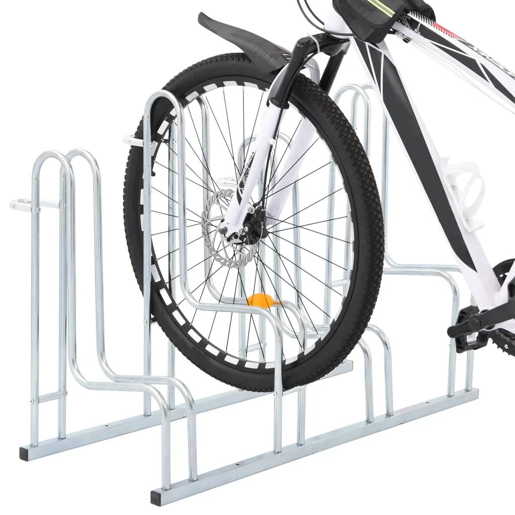 Supporto per 4 Bici da Pavimento Autoportante Acciaio Zincato 4005570