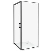 Box Doccia Vetro Temperato nero Cornice Alluminio Anta Singola Quadrata 80 x 80 x 185 cm