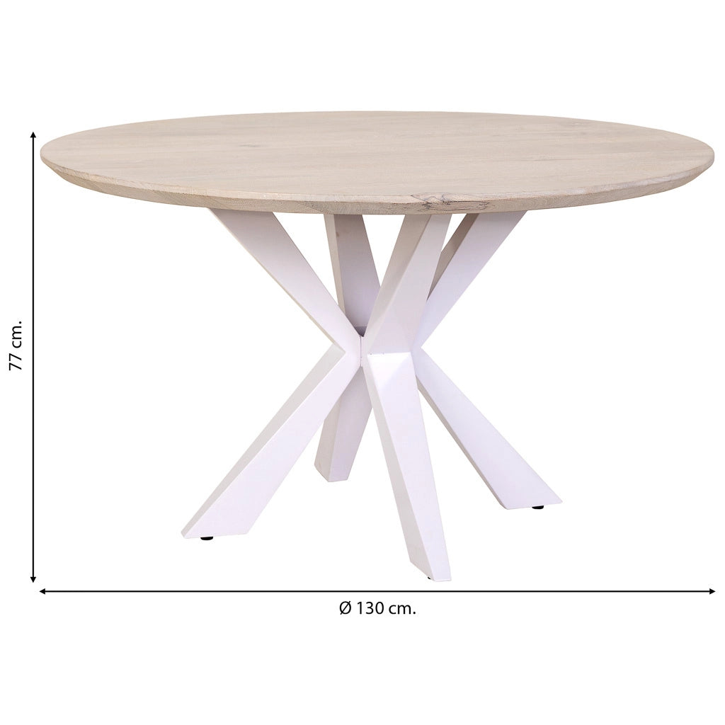 Tavolo da pranzo in legno bianco 130x130x77h cm