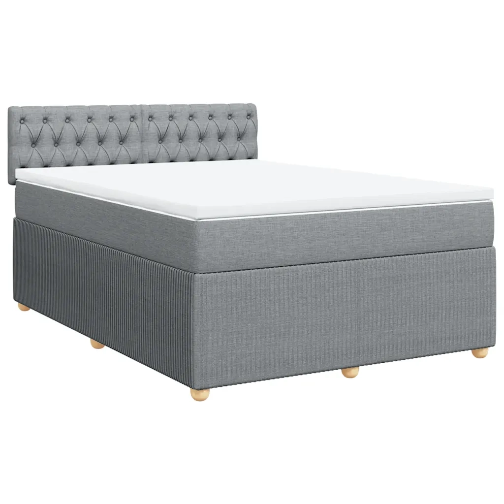 Giroletto a Molle con Materasso Grigio Chiaro 140x190cm Tessuto