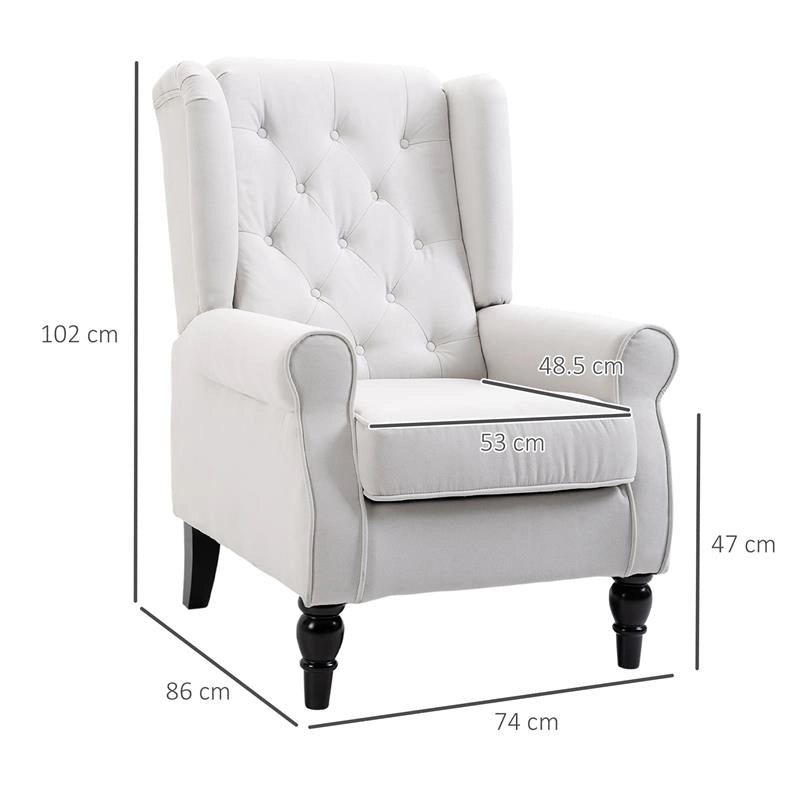 POLTRONA DA SALOTTO IMBOTTITA IN TESSUTO CON SCHIENALE TRAPUNTATO, 74X86X102CM, BIANCO CREMA