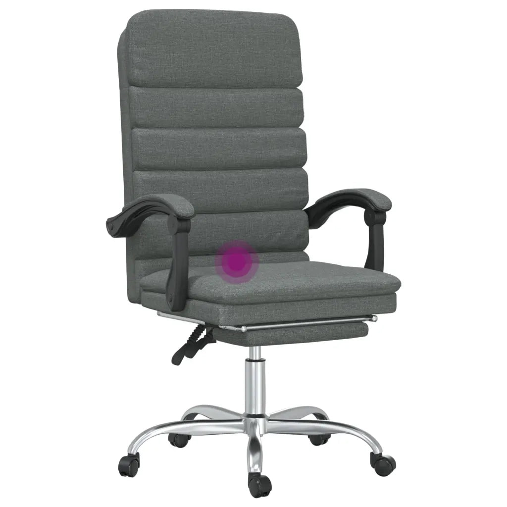 Sedia da Ufficio Massaggio Reclinabile Grigio Scuro in Tessuto 349726