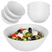 Set di 3 ciotole da insalata KADAX in vetro da 20 cm per zuppe e snack, bianche, scanalate.