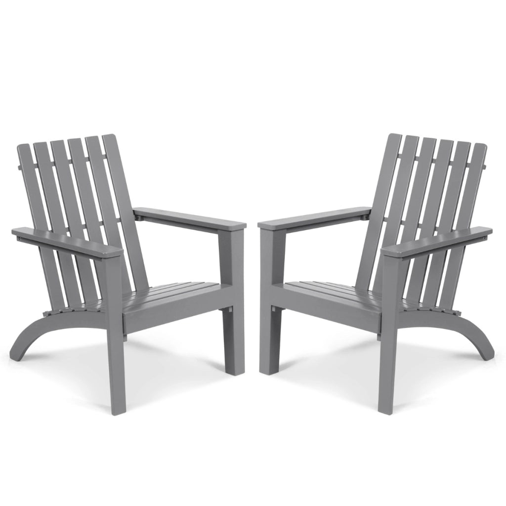 Sedia Adirondack ergonomica di legno da esterno, Poltrona di acacia per cortile piscina balcone giardino Grigio-Poltrone e sdraio