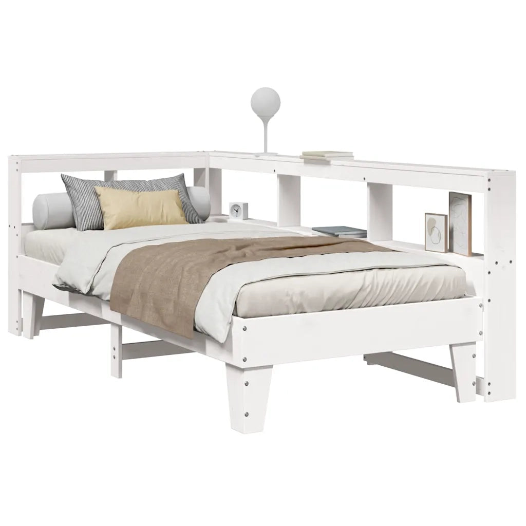 Letto con Libreria senza Materasso-Struttura Letto con contenitore 75x190 cm in Legno Pino 191370