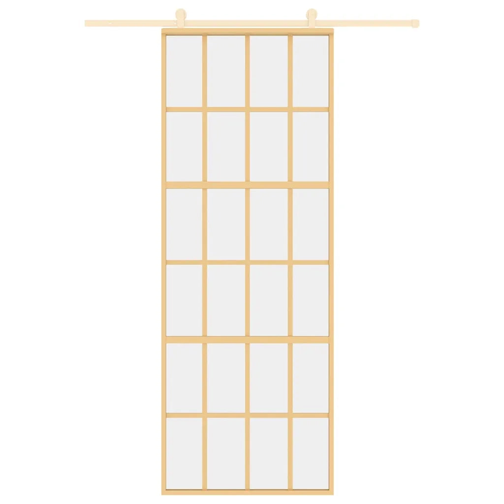 Porta Scorrevole Dorata 76x205 Vetro Trasparente ESG Alluminiocod mxl 131670