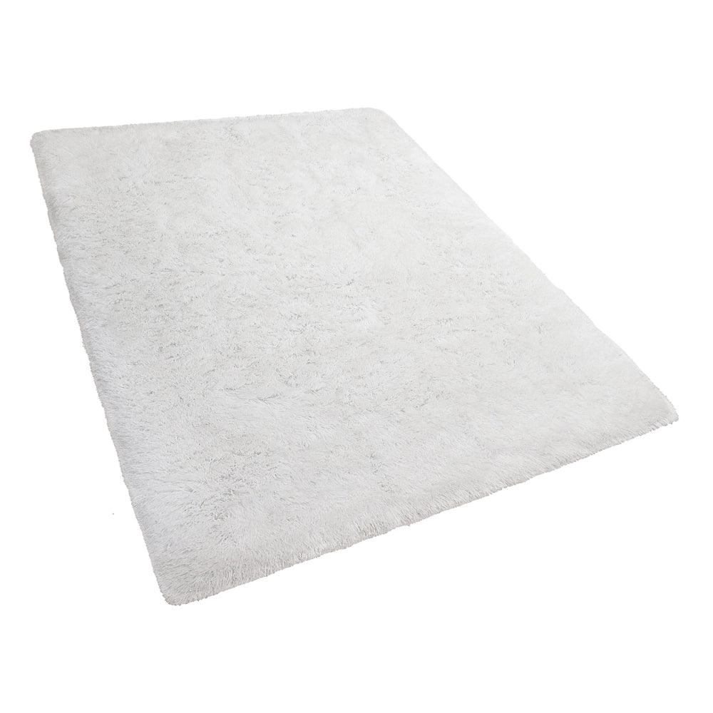 Tappeto Shaggy Tappeto a pelo lungo Solido Poliestere Bianco Rettangolare 140 x 200 cm