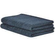 Set di 2 asciugamani in morbido cotone blu scuro con motivo a spina di pesce stile classico ospiti bagno