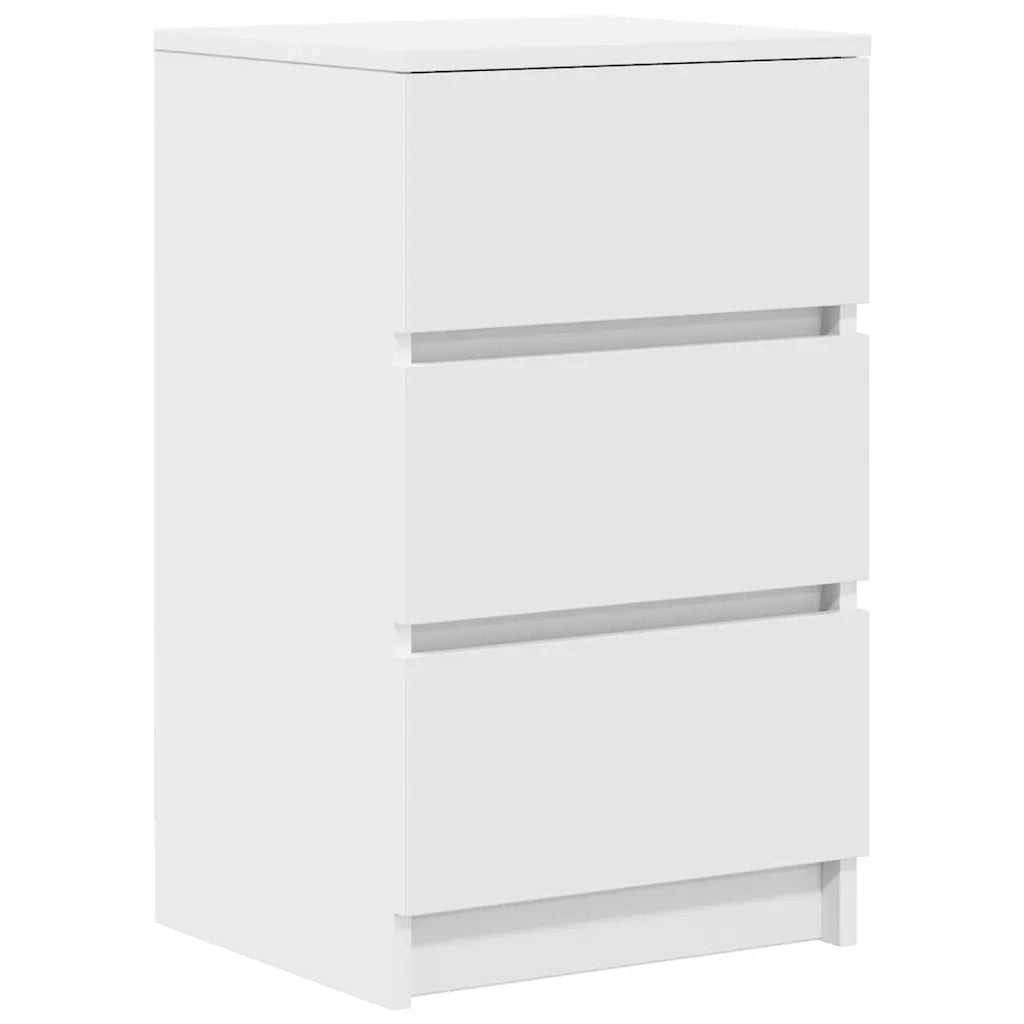 Comodino | Armadio da Notte | Mobiletto da notte con 3 Cassetti Bianco 39x35x65 cm