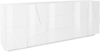 Credenza 4 Ante + 3 Cassetti 224,1x44,2x86 cm Ping Bianco Lucido