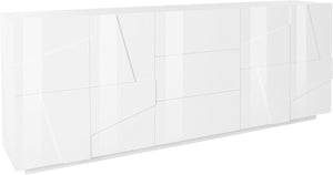 Credenza 4 Ante + 3 Cassetti 224,1x44,2x86 cm Ping Bianco Lucido
