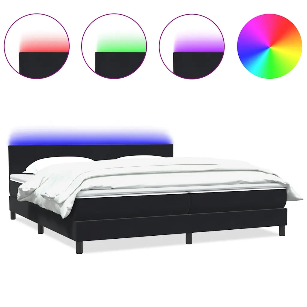 Letto a Molle con Materasso e LED Nero 200x220 cm in Velluto 3316757