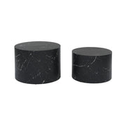 Set di 2 tavolini rotondi con effetto marmo, nero