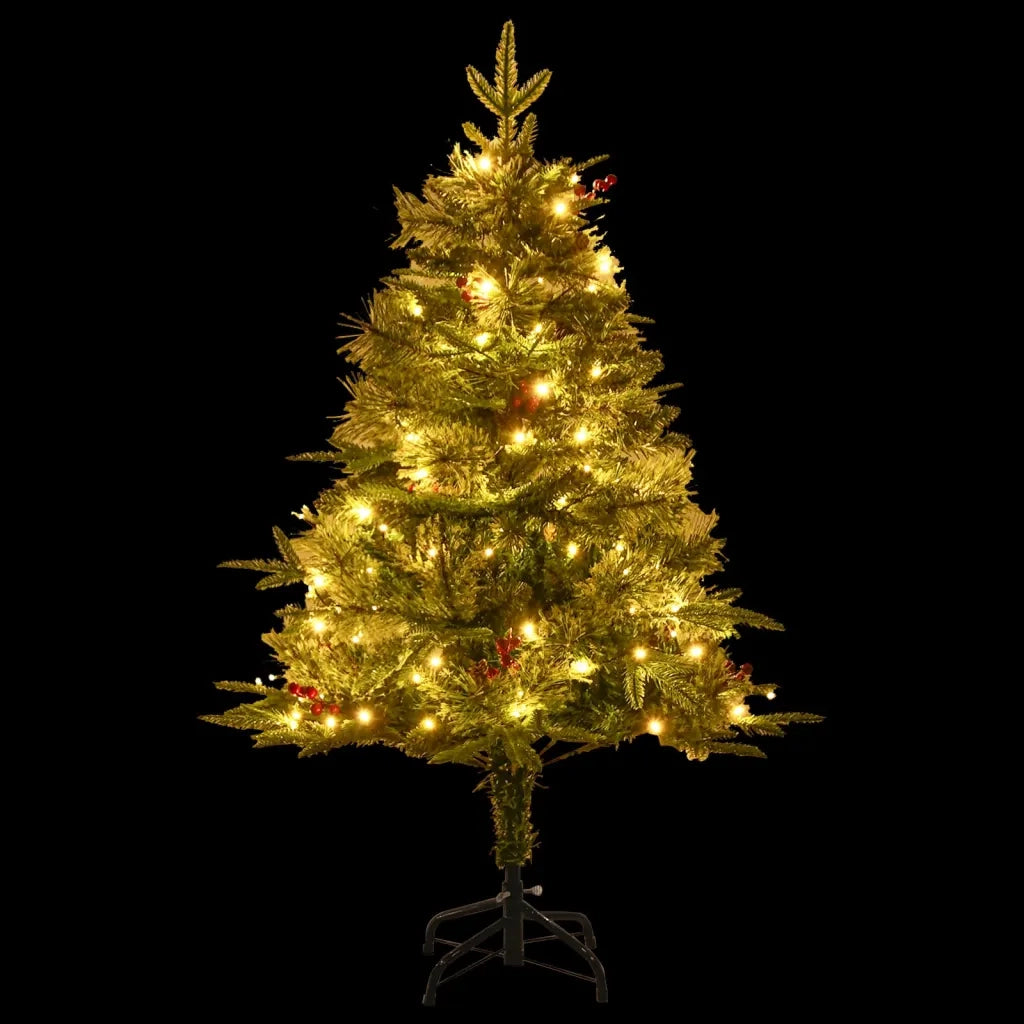 Albero di Natale Preilluminato con Pigne Verde 120 cm PVC e PE 344287