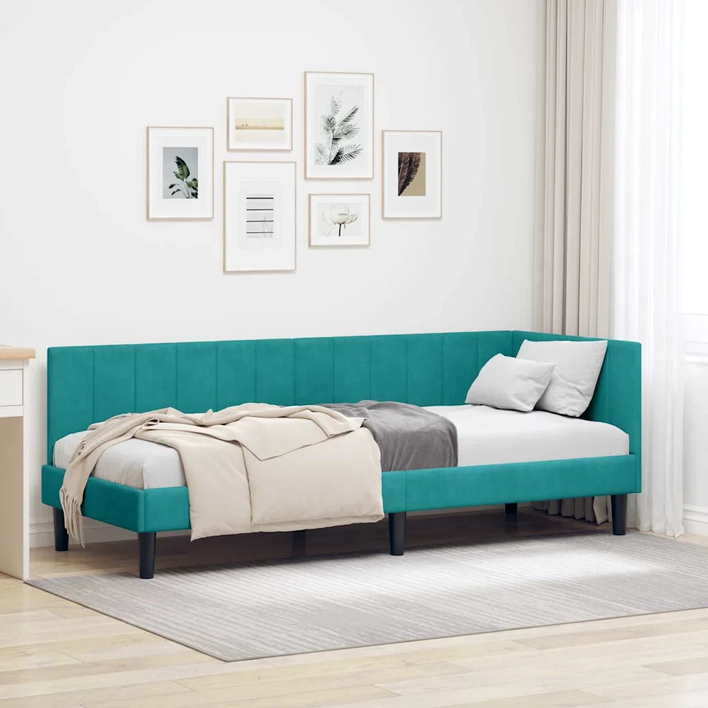 vidaXL Cornice del letto ad angolo Turchese 80 x 200 cm Velluto