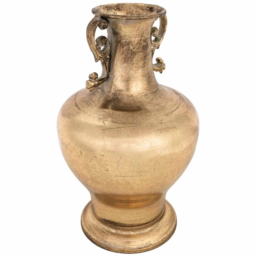 Vaso in metallo dorato 19,5x19,5x34,5h cm