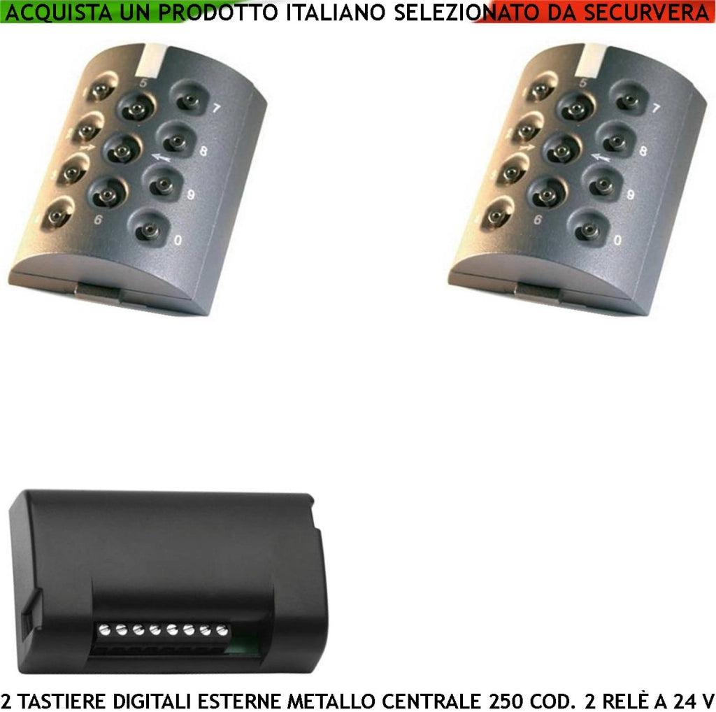 Kit 2 Tastiere Esterne Digitali Antivandalo BE.PLAY Completa di Centralina BE-REC Elabora 250 Codici Utente Uscita 2 Relè 10 Tasti Numerici Retroilluminati Alimentazione 24 Vac Struttura Protetta IP54