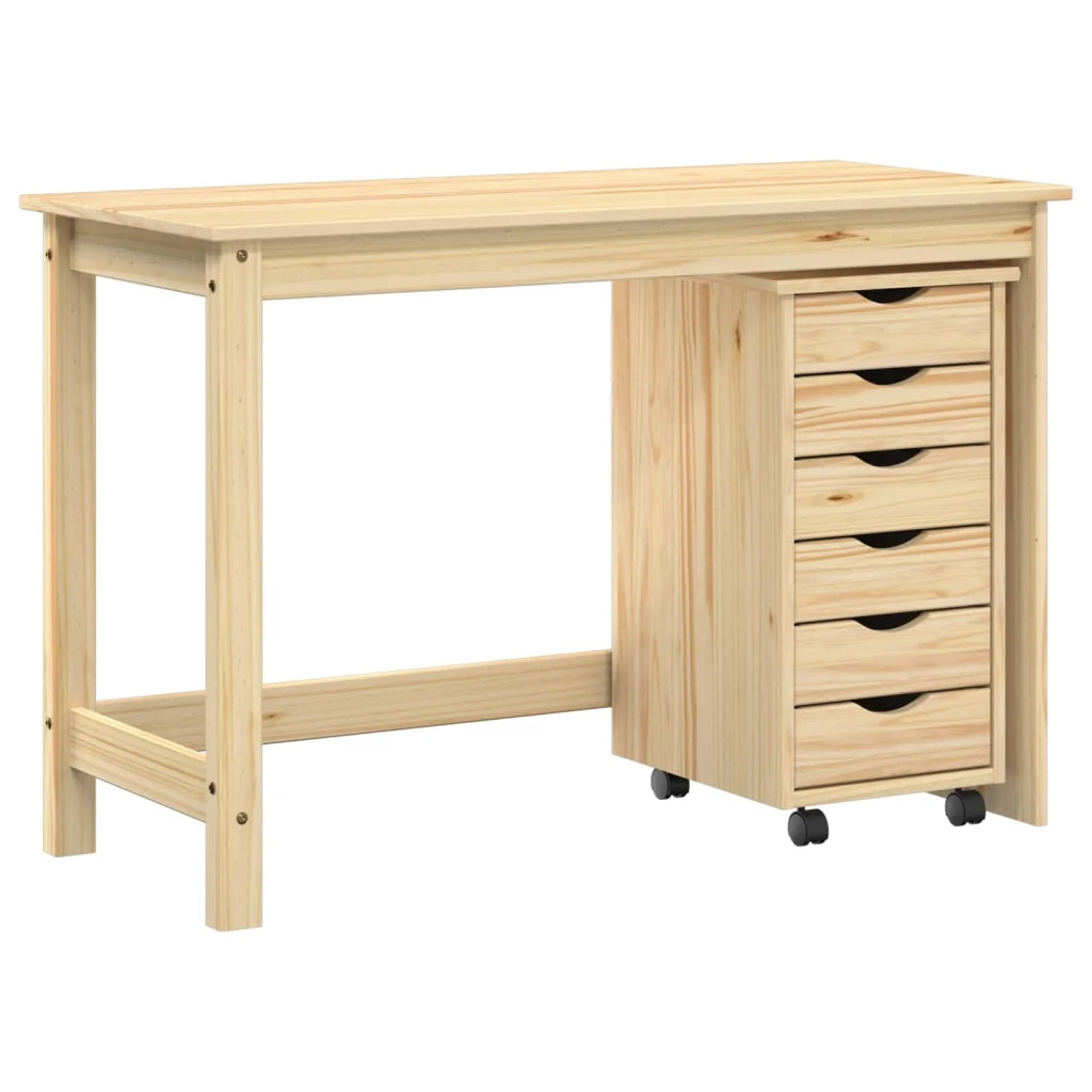Set scrivania e mobiletto su ruote MOSS 2 pcs Marrone 3438789