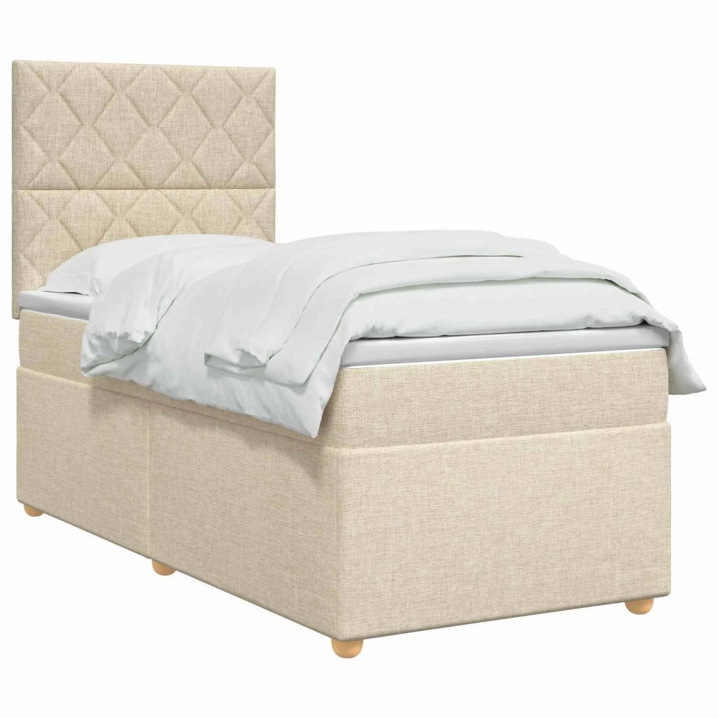 Letto box spring con materasso Crema 100 x 200 cm Tessuto 3453828