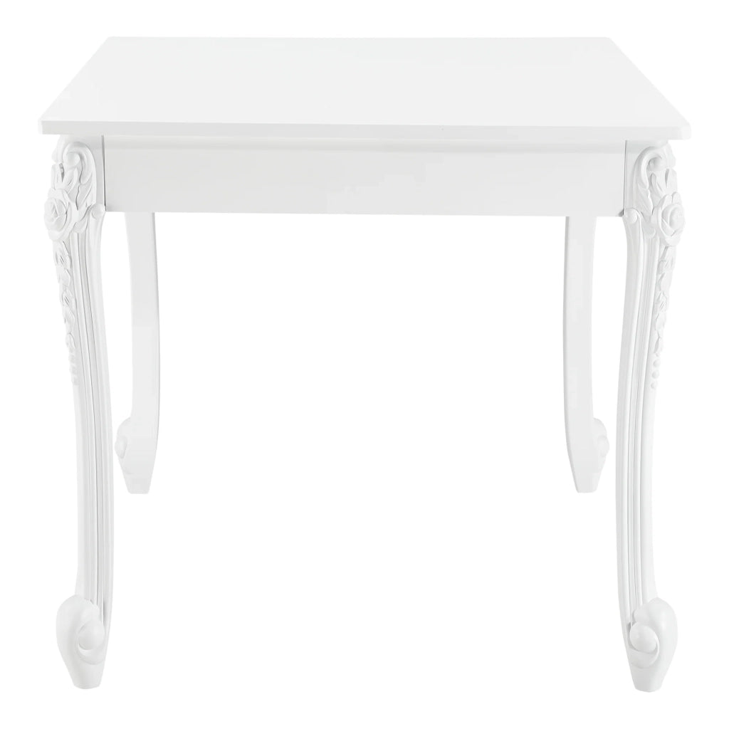 Tavolo da pranzo quadrato dal design elegante per 2 persone in plastica MDF 80 x 80 x 76 cm bianco 03_0006260