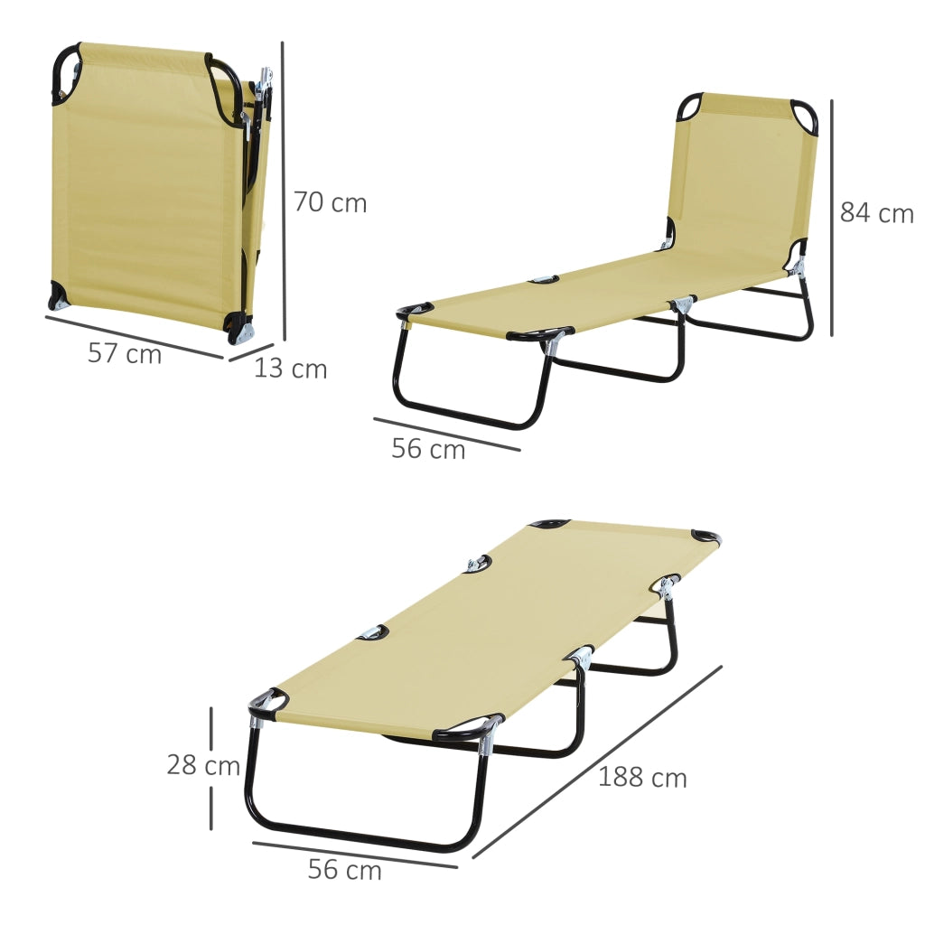 Lettino da Giardino Regolabile ¨C Zephmum ¨C Tessuto Oxford Beige 188x56x28 cm