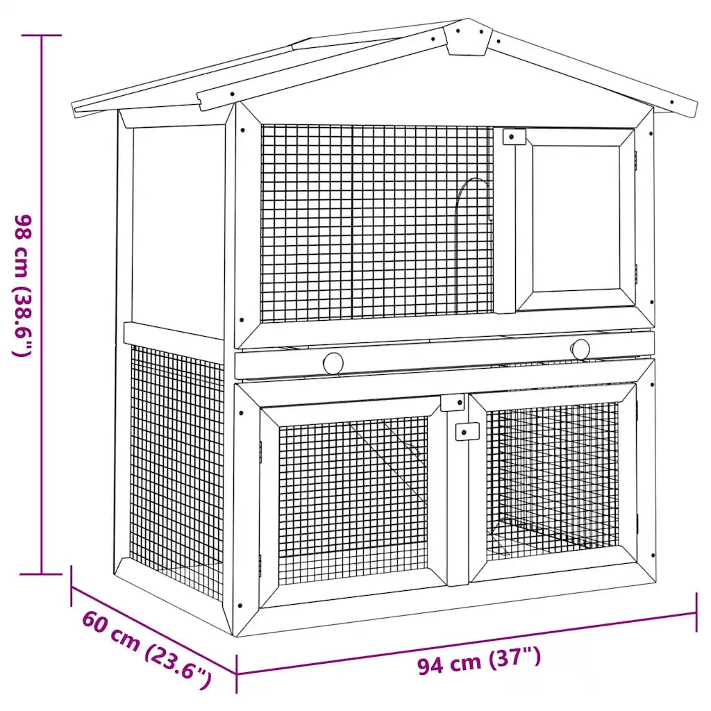Conigliera per Esterni con 3 Porte Rossa in Legno CFW6799895