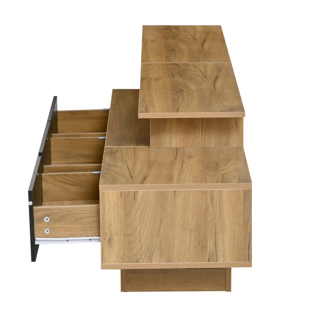 Mobile TV Parete Soggiorno Set 3pz con LED ¨C MINIMAL ¨C Nero e Legno Naturale