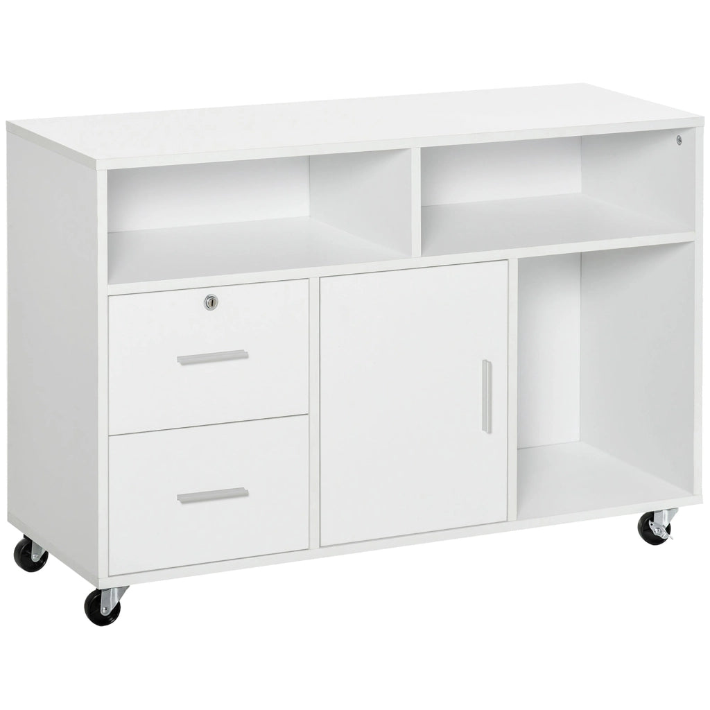 Mobile Porta Stampante con Cassetti 100x35x65 cm in Legno Truciolare Bianco
