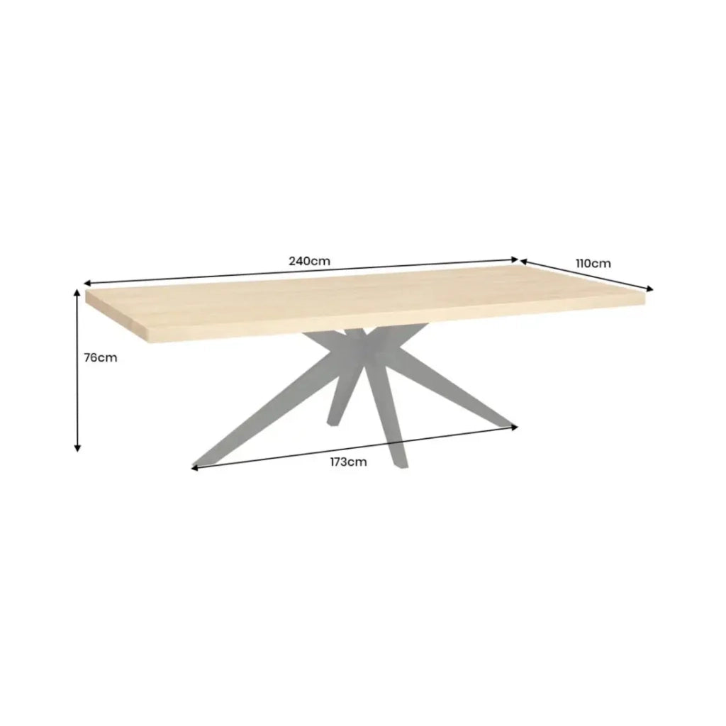 Tavolo da pranzo AZMA - Impiallacciatura di quercia e metallo - 240 cm - Stile moderno