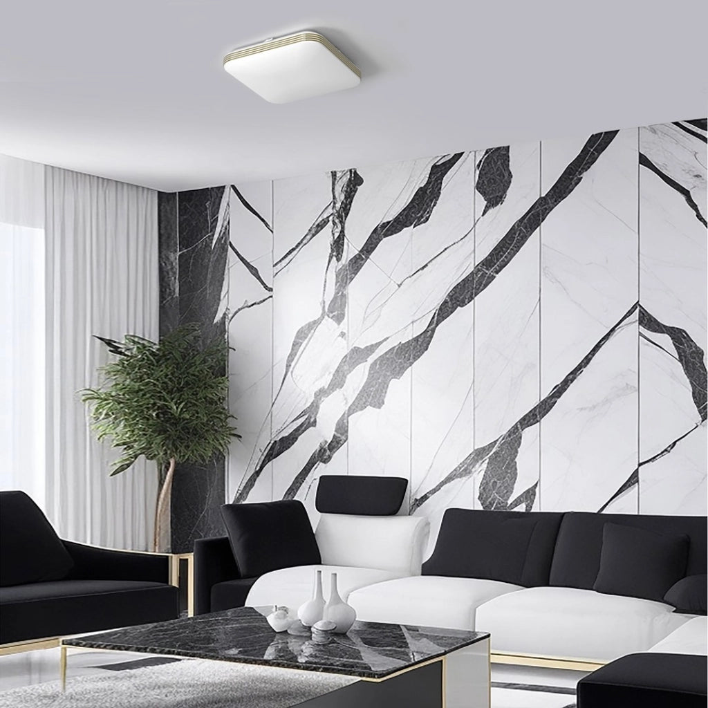 Plafoniera LED quadrata 33cm 17W bianco-oro IP44 Eko-Light
