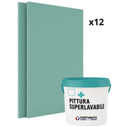 Set 12 idrolastre cartongesso h2 ba13 1200x2000 pittura superlavabile 4 l