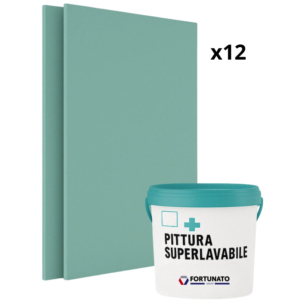Set 12 idrolastre cartongesso h2 ba13 1200x2000 pittura superlavabile 4 l