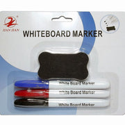 Trade Shop - Kit Pennarelli Per Lavagna White Marker Penne Con Cancellino Lavagne Magnetiche -