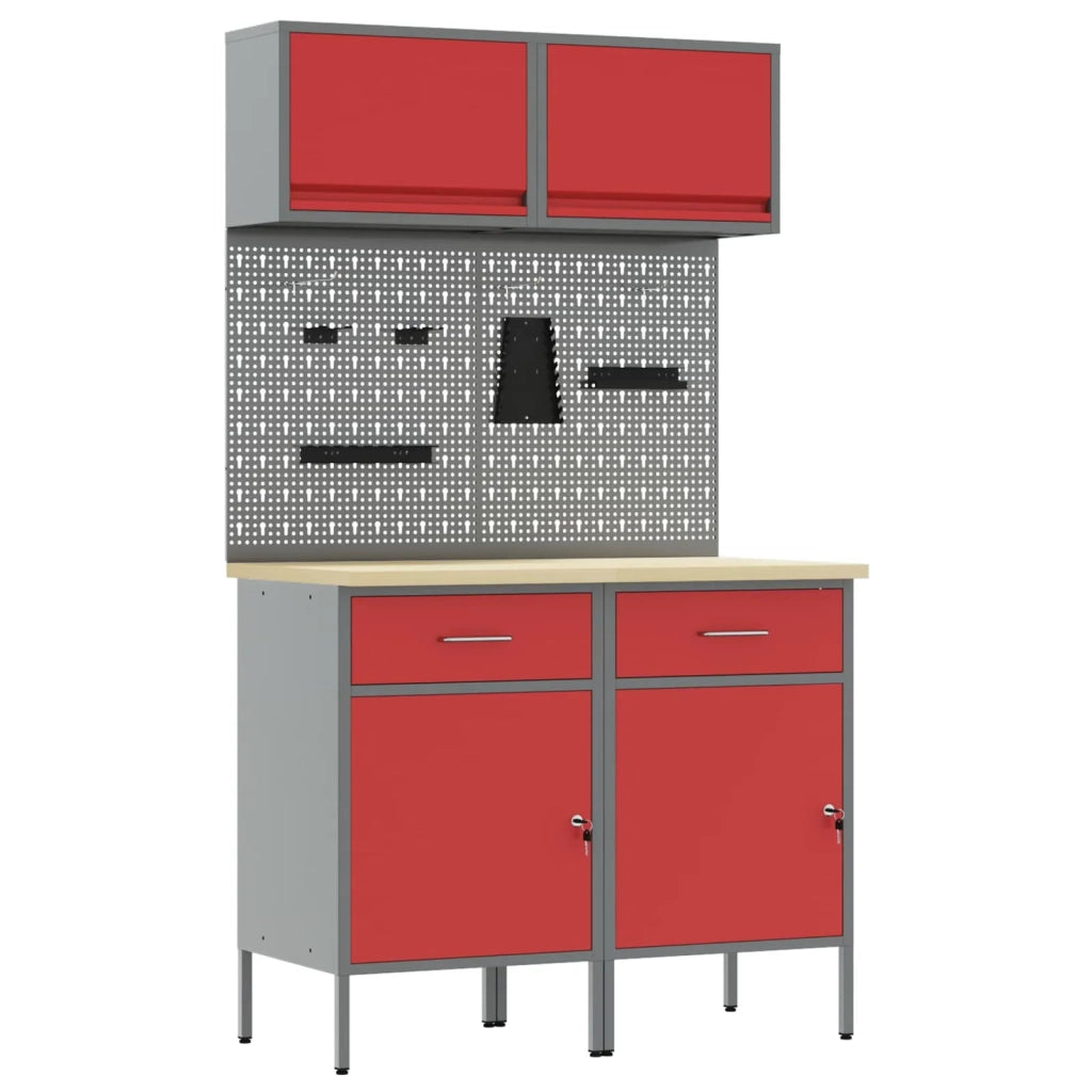 Set di mobili da lavoro con cassetto con blocco 6 pcs Rosso 3321419