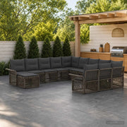Set Divano da Giardino 12 pz Grigio e Grigio Scuro polyrattan 3435035
