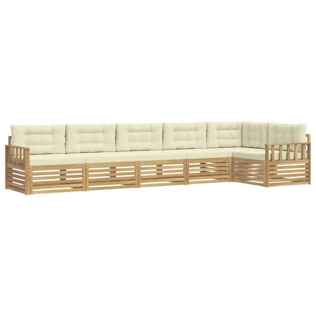 Set di divani da esterno 6 pcs Bianco e Crema Poliestere 3390555