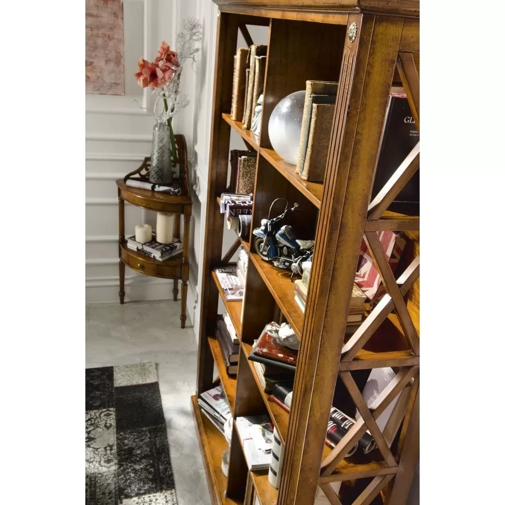 Libreria classica 10 ripiani in legno bassano 133x40x191 - Mobili 2G