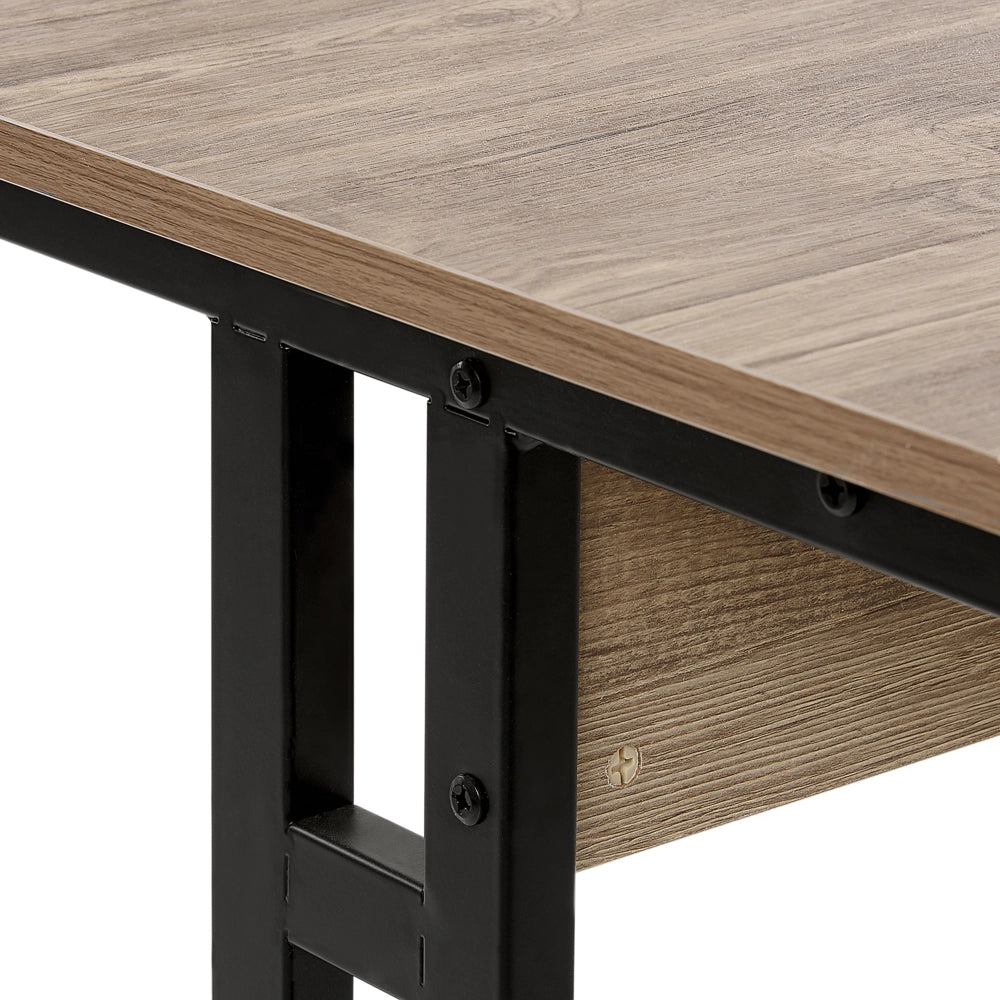 Scrivania da home office Piano in legno scuro Gambe in acciaio verniciato a polvere Nero 120 x 48 cm Design industriale moderno