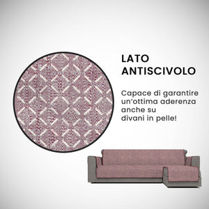 Copridivano in Poliestere con Penisola Destra Seduta 290 cm Bordeaux