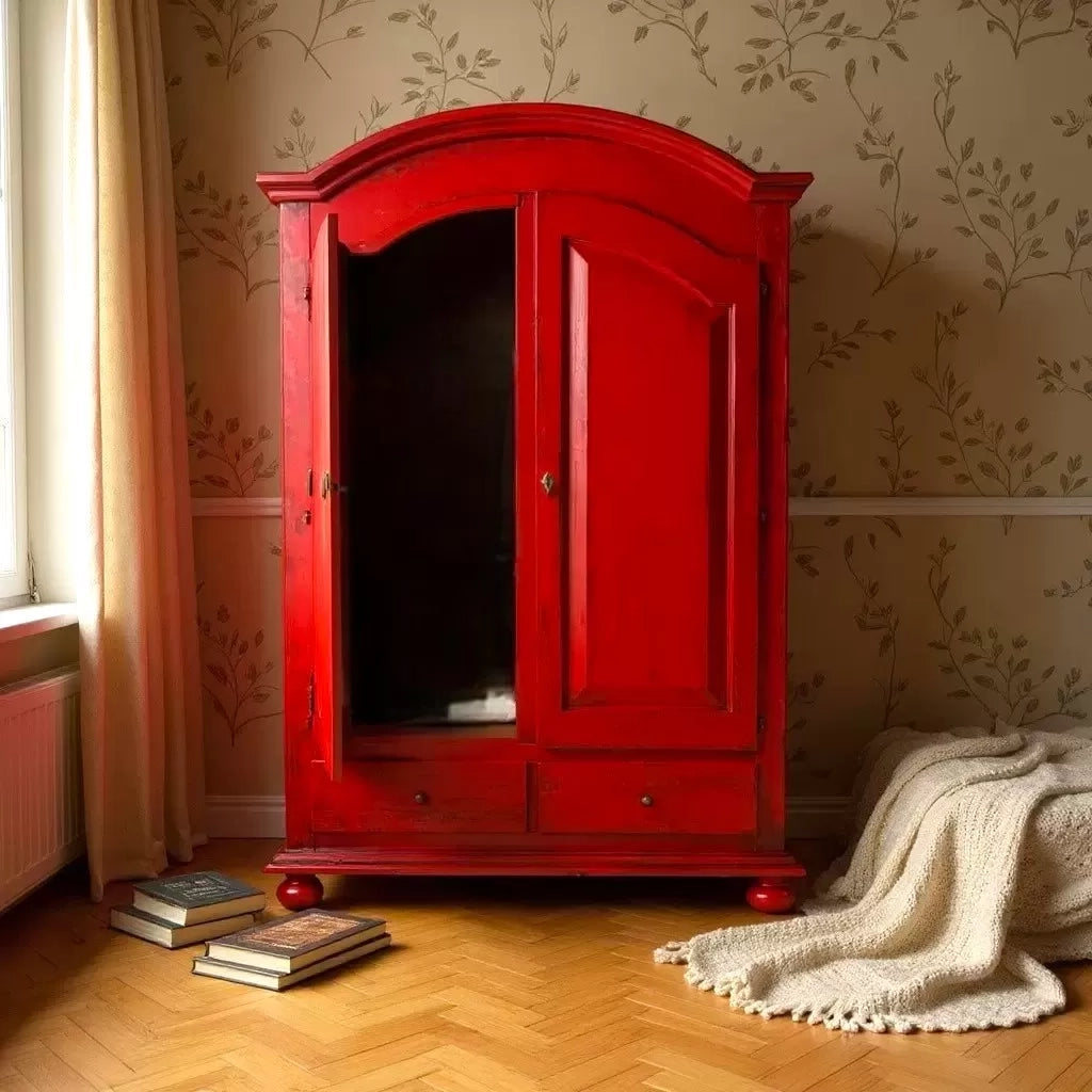 Armadio 2 porte legno shabby rosso anticato 125x61x200 - Mobili 2G
