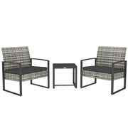 Set giardino 3 pezzi ¨C zephmum ¨C 2 sedie con cuscini + tavolino in vetro e polyrattan, grigio chiaro